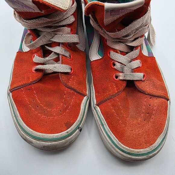 Vans Sk8 Hi Crazy Check Cherry Tomato Womens Size 8 Sneaker Shoes Casual Walking - Picture 10 of 13